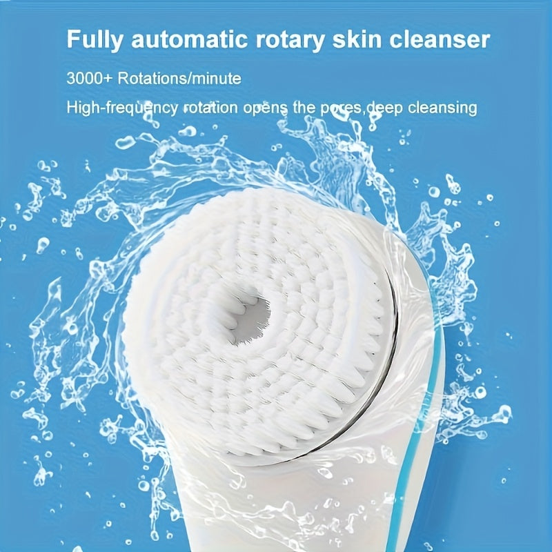 1pc Fully Automatic Electric Shower Brush With Five Brush Heads, Handheld Massage Body Brush, Lazy Back Scrubber Back With Long Handle, Formaldehyde-Free Spa Exfoliating Scrub For Back And Full Body Cleansing