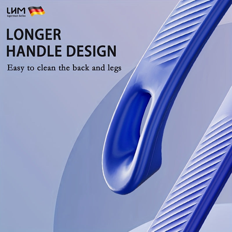1pc Bath Brush, Long Handle Soft Bristle Shower Scrubber, Back Exfoliating Body Tool with Non-Irritating Nylon Bristles for Dead Light Beige Removal, Blue