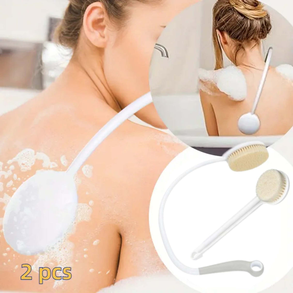 2pcs Back Shower Brush Set, Including 1 Long Handle U-Shaped Brush, 1 Straight Handle Brush, Ergonomic Anti Slip Handle, Suitable for Daily Home Bathing