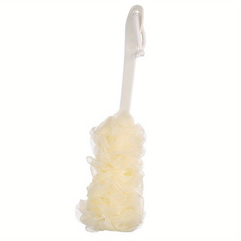 Long-Handled Sponge Shower Brush - Reusable High-Quality Bath & Body Scrubber for Exfoliating, Massage, Back & Face - No Battery Needed, Hand Washable Bathroom Essential, Shower Scrubber, Ergonomic Design, Soft Texture