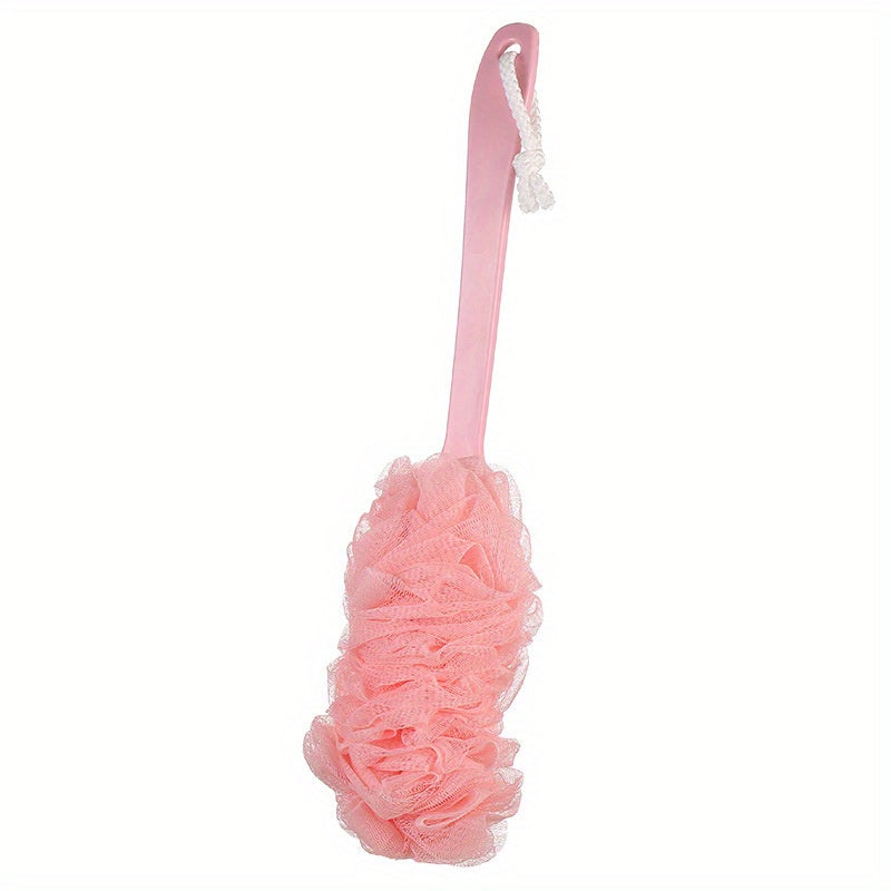 Long-Handled Sponge Shower Brush - Reusable High-Quality Bath & Body Scrubber for Exfoliating, Massage, Back & Face - No Battery Needed, Hand Washable Bathroom Essential, Shower Scrubber, Ergonomic Design, Soft Texture