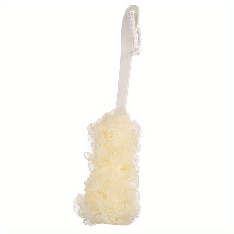 Long-Handled Sponge Shower Brush - Reusable High-Quality Bath & Body Scrubber for Exfoliating, Massage, Back & Face - No Battery Needed, Hand Washable Bathroom Essential, Shower Scrubber, Ergonomic Design, Soft Texture