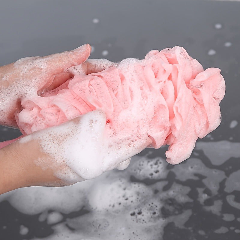Long-Handled Sponge Shower Brush - Reusable High-Quality Bath & Body Scrubber for Exfoliating, Massage, Back & Face - No Battery Needed, Hand Washable Bathroom Essential, Shower Scrubber, Ergonomic Design, Soft Texture