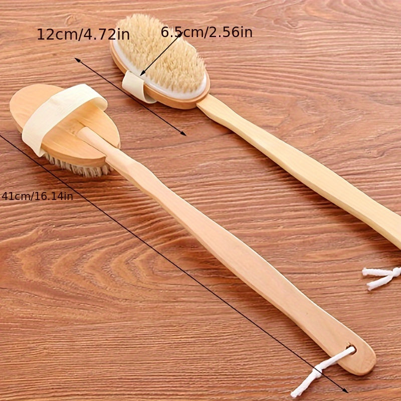1pc Long Handle Shower Brush with Dual-Use Soft Bristles - Back Massager & Body Scrub Brush, Ergonomic Grip for Shower, Bath, Spa - Detachable Head for Easy Cleaning - No Battery Needed, Wet/Dry Use - Ideal for Home, Salon, Spa - Bath Accessory, Dry
