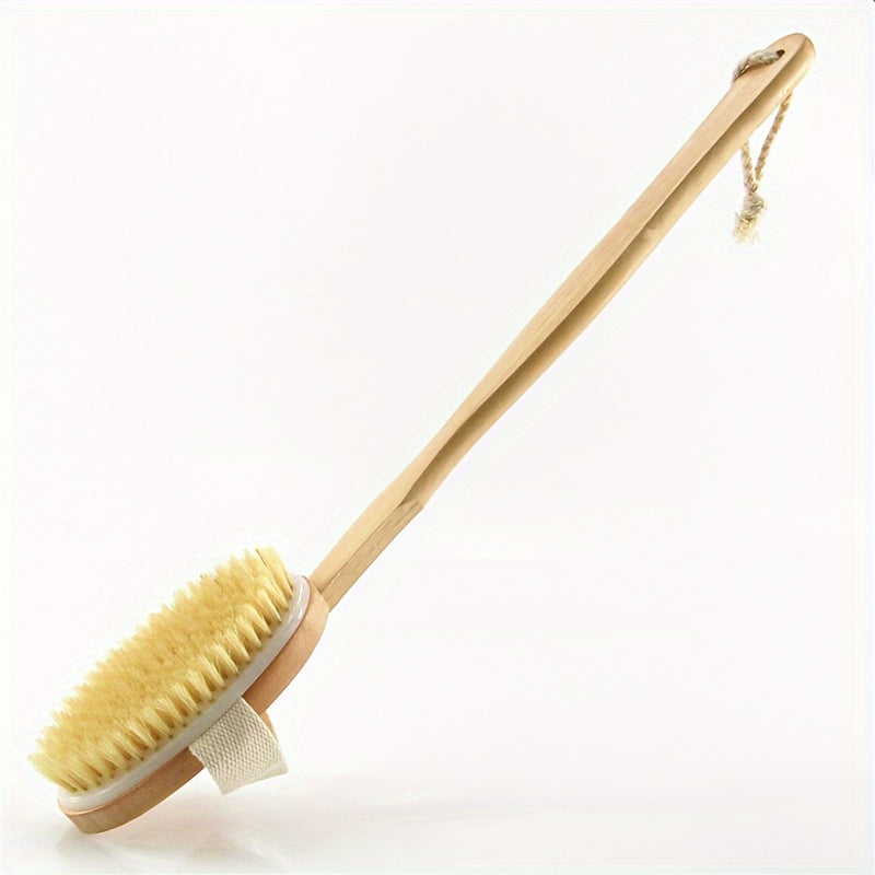 1pc Long Handle Shower Brush with Dual-Use Soft Bristles - Back Massager & Body Scrub Brush, Ergonomic Grip for Shower, Bath, Spa - Detachable Head for Easy Cleaning - No Battery Needed, Wet/Dry Use - Ideal for Home, Salon, Spa - Bath Accessory, Dry