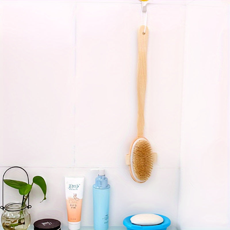 1pc Long Handle Shower Brush with Dual-Use Soft Bristles - Back Massager & Body Scrub Brush, Ergonomic Grip for Shower, Bath, Spa - Detachable Head for Easy Cleaning - No Battery Needed, Wet/Dry Use - Ideal for Home, Salon, Spa - Bath Accessory, Dry