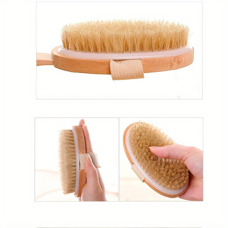 1pc Long Handle Shower Brush with Dual-Use Soft Bristles - Back Massager & Body Scrub Brush, Ergonomic Grip for Shower, Bath, Spa - Detachable Head for Easy Cleaning - No Battery Needed, Wet/Dry Use - Ideal for Home, Salon, Spa - Bath Accessory, Dry