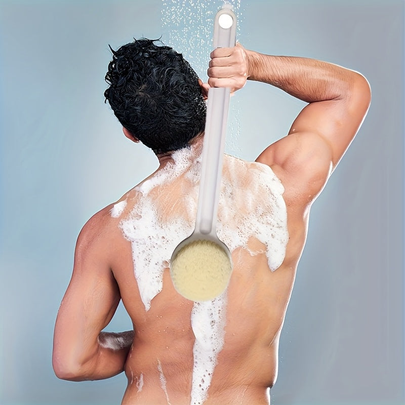 1pc Soft Silicone Bath Brush with Long Handle - Ergonomic Non-Slip Grip, Durable Scrub Head & Easy-Clean Design - Reaches Hard-to-Clean Back & Body Areas, Ideal for Adults, Seniors, Bathing Assistance - Lightweight Shower Cleansing Tool (No Electricity