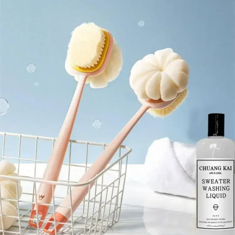 1pc Soft Hair Bath Brush & Back Scrubber - Dual-Sided Exfoliating Shower Brush with Ergonomic Handle, Gentle Light Beige & Hair Scrubber for Bath & Body Exfoliation, Formaldehyde-Free & Hypoallergenic, Handheld Exfoliator, Durable Construction