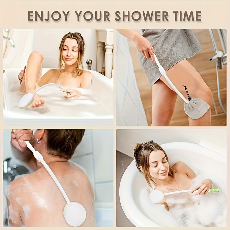 Foldable Soft Nylon Body Brush with Telescopic Long Handle - 23.5 Inch, Easy-to-Use Bathing Accessory for Men, Women, and Seniors, No Batteries Required, Includes Back Scrubber and Exfoliating Brush, Exfoliation | Ergonomic Design | Durable Construction,