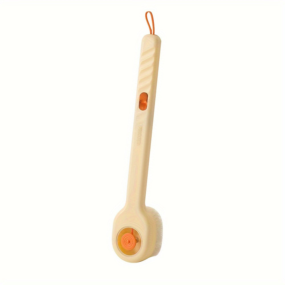 Ergonomic Long Handle Shower Brush with Liquid Dispenser, Soft Bristle Back Scrubber, Non-Electric, Unscented, Summer Bathing Essentials
