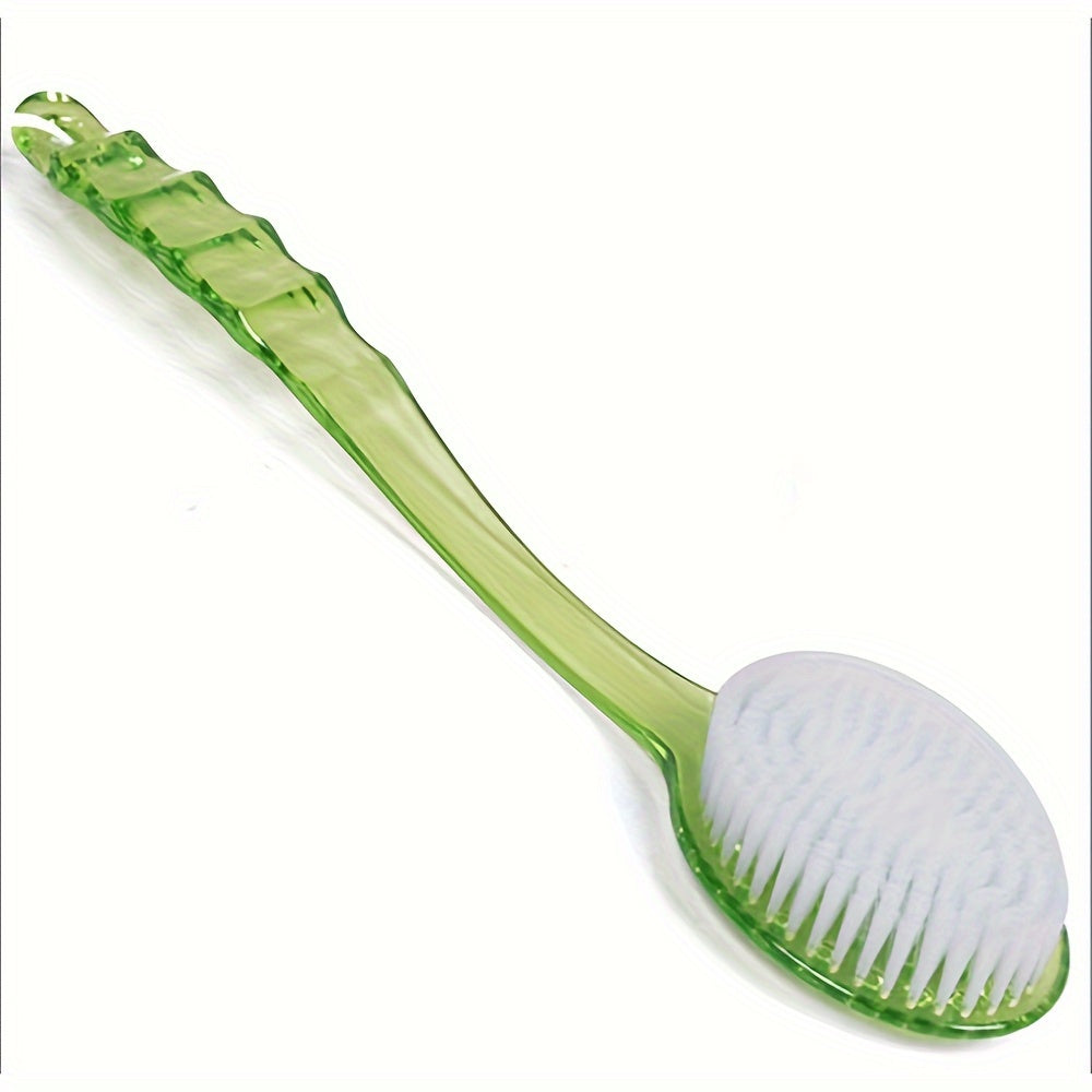 Ergonomic Long Handle Bath Brush with Soft Nylon Bristles - Multi-Application Shower Massage and Body Scrubber, Available in Blue, Green, Red - 14.37in