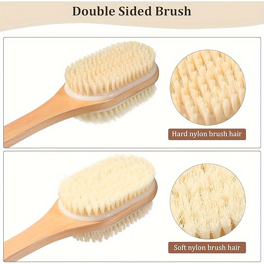 Back Scrubber Body Brush, Wet and Dry Use Body Brushes for Shower, Back Brush Bath Brush Exfoliating Brush with 17in Long Handle
