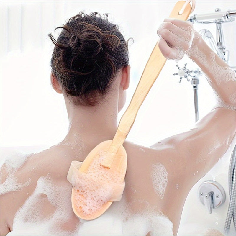 1pc Long Handle Shower Brush with Dual-Use Soft Bristles - Back Massager & Body Scrub Brush, Ergonomic Grip for Shower, Bath, Spa - Detachable Head for Easy Cleaning - No Battery Needed, Wet/Dry Use - Ideal for Home, Salon, Spa - Bath Accessory, Dry