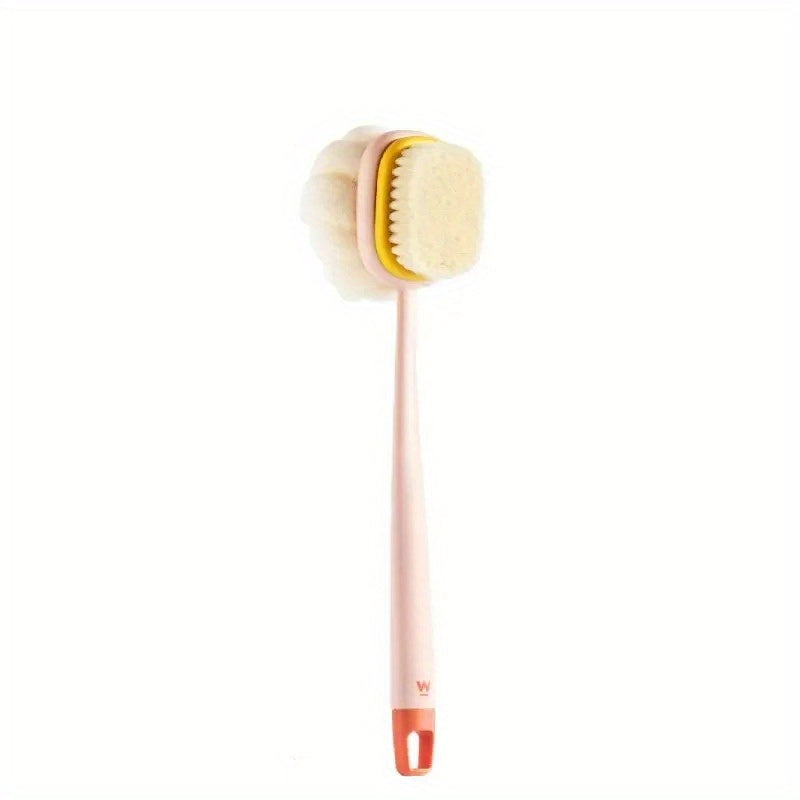 1pc Soft Hair Bath Brush & Back Scrubber - Dual-Sided Exfoliating Shower Brush with Ergonomic Handle, Gentle Light Beige & Hair Scrubber for Bath & Body Exfoliation, Formaldehyde-Free & Hypoallergenic, Handheld Exfoliator, Durable Construction