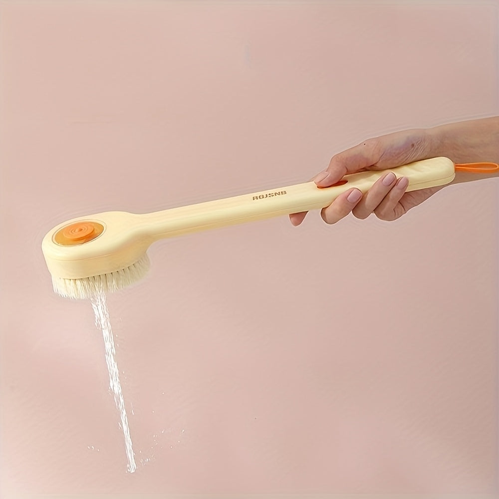 Unisex Long Handle Bath Brush with Soft Bristles & Orange Accents - No Electricity Needed, Ergonomic Design for Back Scrubbing, Shower & Bath - Formaldehyde-Free Personal Care Tool, Shower Scrubber, Sleek Brush Design, Durable Construction