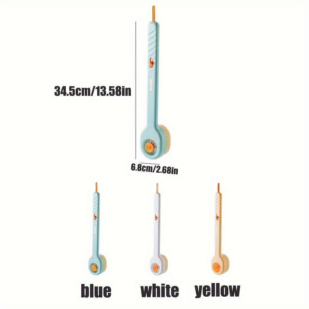 Ergonomic Long Handle Shower Brush with Liquid Dispenser, Soft Bristle Back Scrubber, Non-Electric, Unscented, Summer Bathing Essentials