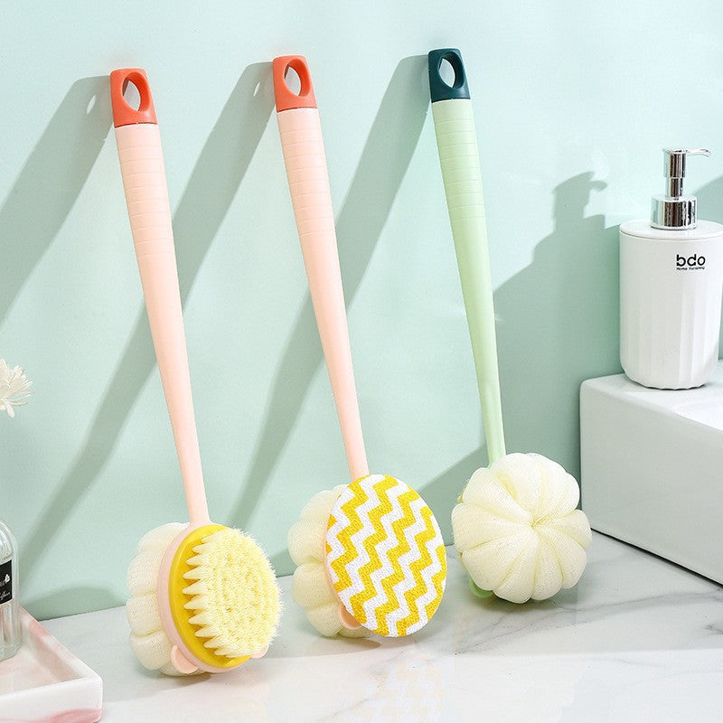 1pc Soft Hair Bath Brush & Back Scrubber - Dual-Sided Exfoliating Shower Brush with Ergonomic Handle, Gentle Light Beige & Hair Scrubber for Bath & Body Exfoliation, Formaldehyde-Free & Hypoallergenic, Handheld Exfoliator, Durable Construction