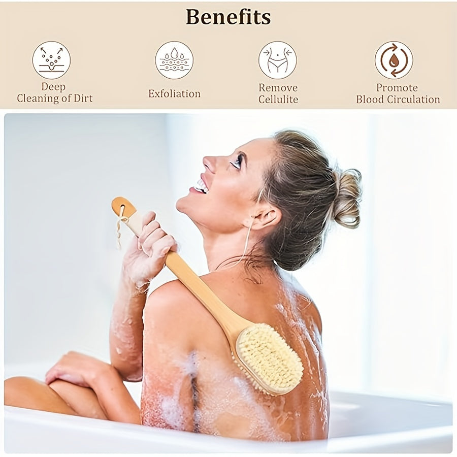 Back Scrubber Body Brush, Wet and Dry Use Body Brushes for Shower, Back Brush Bath Brush Exfoliating Brush with 17in Long Handle