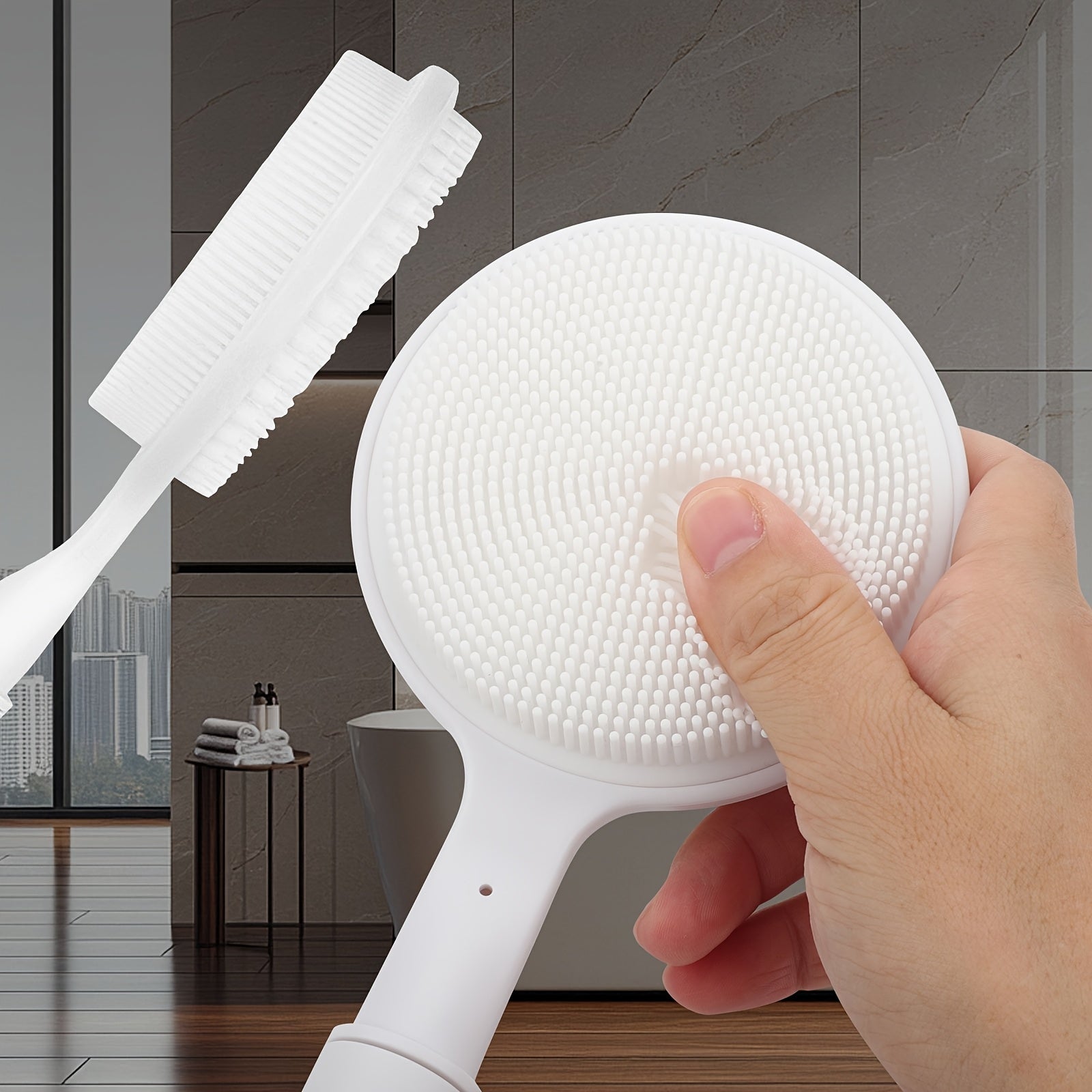 Soft Bristle Telescopic Shower Scrubber For Deep Clean And Skin Care, Double-Sided Bath Brush For Wet Or Dry Body Exfoliation, Easy To Clean Back Scrubber
