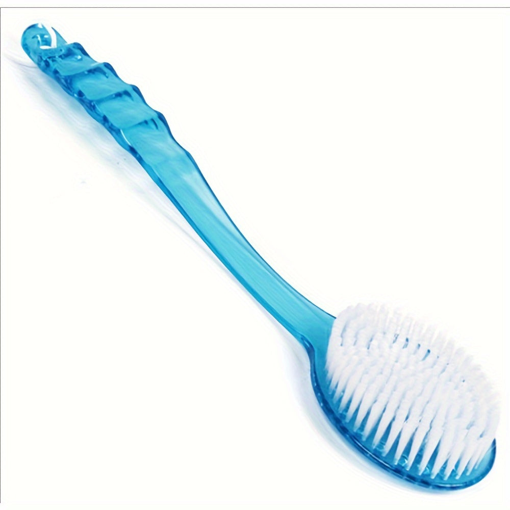 Ergonomic Long Handle Bath Brush with Soft Nylon Bristles - Multi-Application Shower Massage and Body Scrubber, Available in Blue, Green, Red - 14.37in
