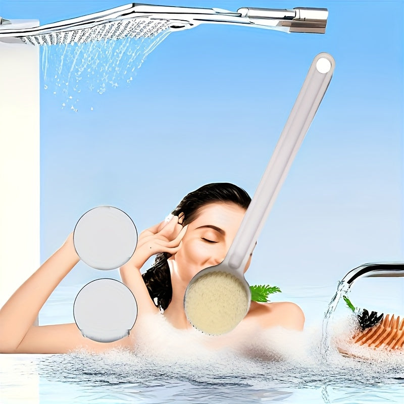 1pc Soft Silicone Bath Brush with Long Handle - Ergonomic Non-Slip Grip, Durable Scrub Head & Easy-Clean Design - Reaches Hard-to-Clean Back & Body Areas, Ideal for Adults, Seniors, Bathing Assistance - Lightweight Shower Cleansing Tool (No Electricity