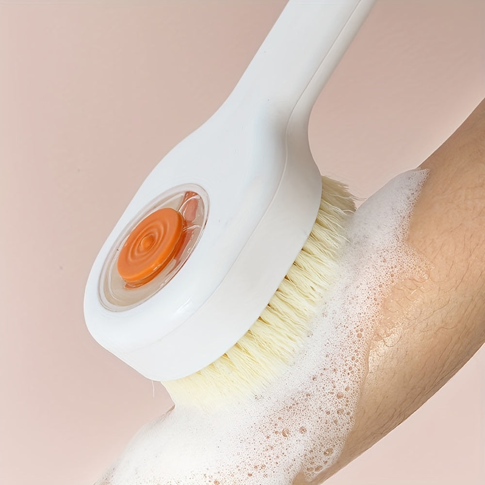 Unisex Long Handle Bath Brush with Soft Bristles & Orange Accents - No Electricity Needed, Ergonomic Design for Back Scrubbing, Shower & Bath - Formaldehyde-Free Personal Care Tool, Shower Scrubber, Sleek Brush Design, Durable Construction