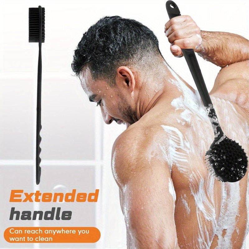 Set of 2 Soft Silicone Body Brushes for The Bath, Featuring a Non-Slip Design for Use in The Shower. These Scrubbers Come with a Long Handle And Promote Better Skin Health While Generating Foam, Suitable for Both Men And Women.