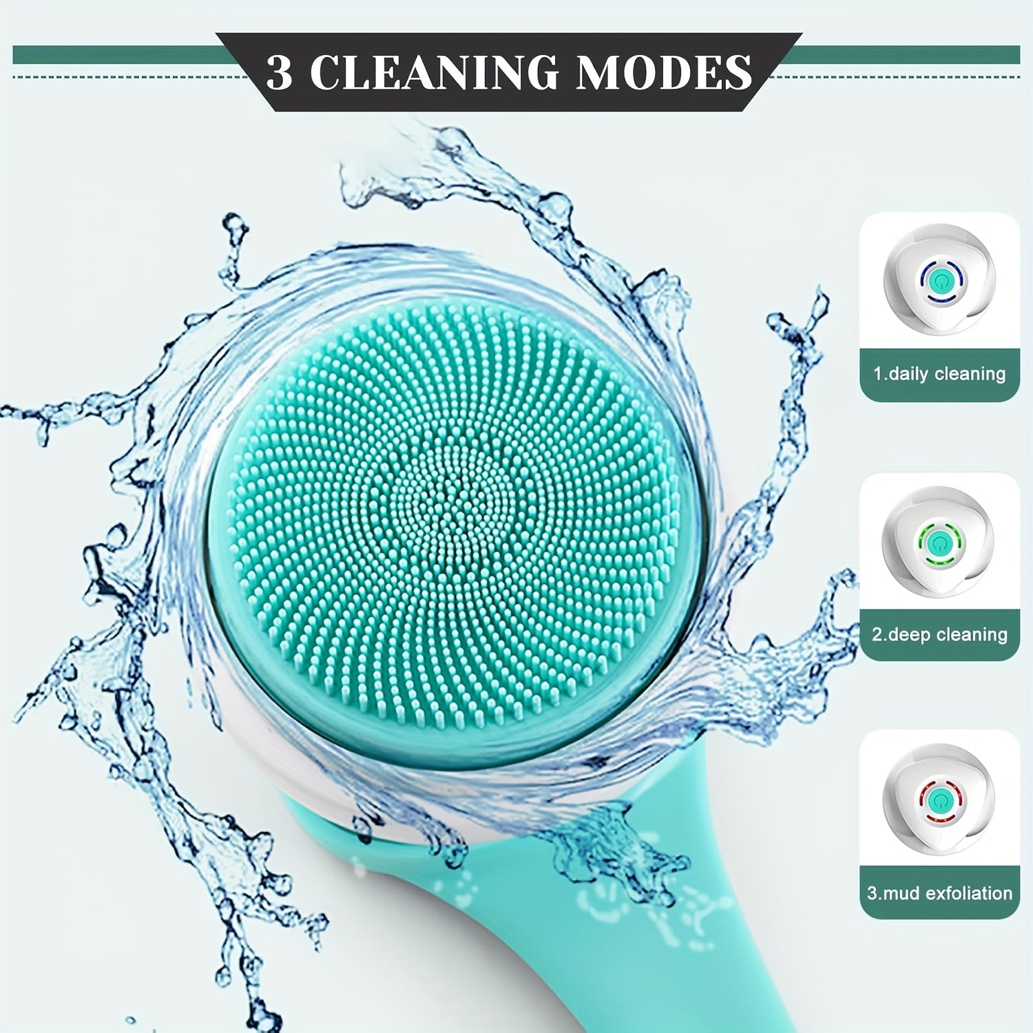 5-in-1 Electric Body, Back, Face & Shower Brush - USB-Powered Electric Shower Head with Long Handle, Interchangeable Heads - Soft Silicone Exfoliating Brush & Rotating Scrubber - for Full Body, Back, Face, Feet - Spa & Home Use - Ideal Self-Care Gift,