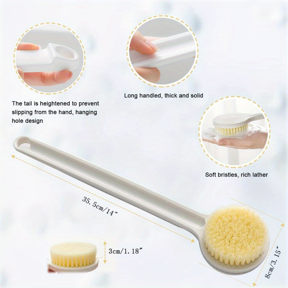 2pcs Shower Long Handle Brush, U-shaped Back Wiper, Back Sanding Brush, Bathroom Tool Accessories, Soft Bristle Shower Brush, Suitable for Use During Showering