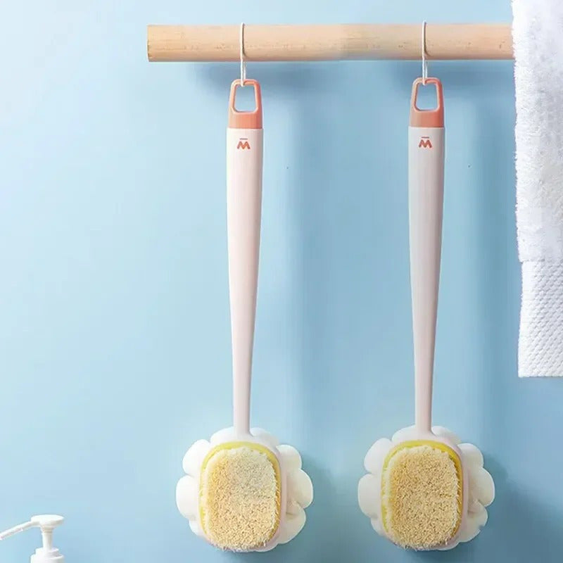 1pc Soft Hair Bath Brush & Back Scrubber - Dual-Sided Exfoliating Shower Brush with Ergonomic Handle, Gentle Light Beige & Hair Scrubber for Bath & Body Exfoliation, Formaldehyde-Free & Hypoallergenic, Handheld Exfoliator, Durable Construction