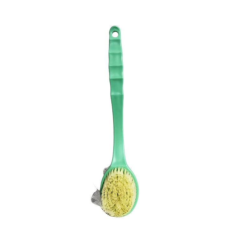 2-in-1 Soft Fiber Long Handle Bath Brush - Gentle Exfoliating Body Scrubber, Dual-Purpose Back Scrubber and Sponge Tool, Japanese Design