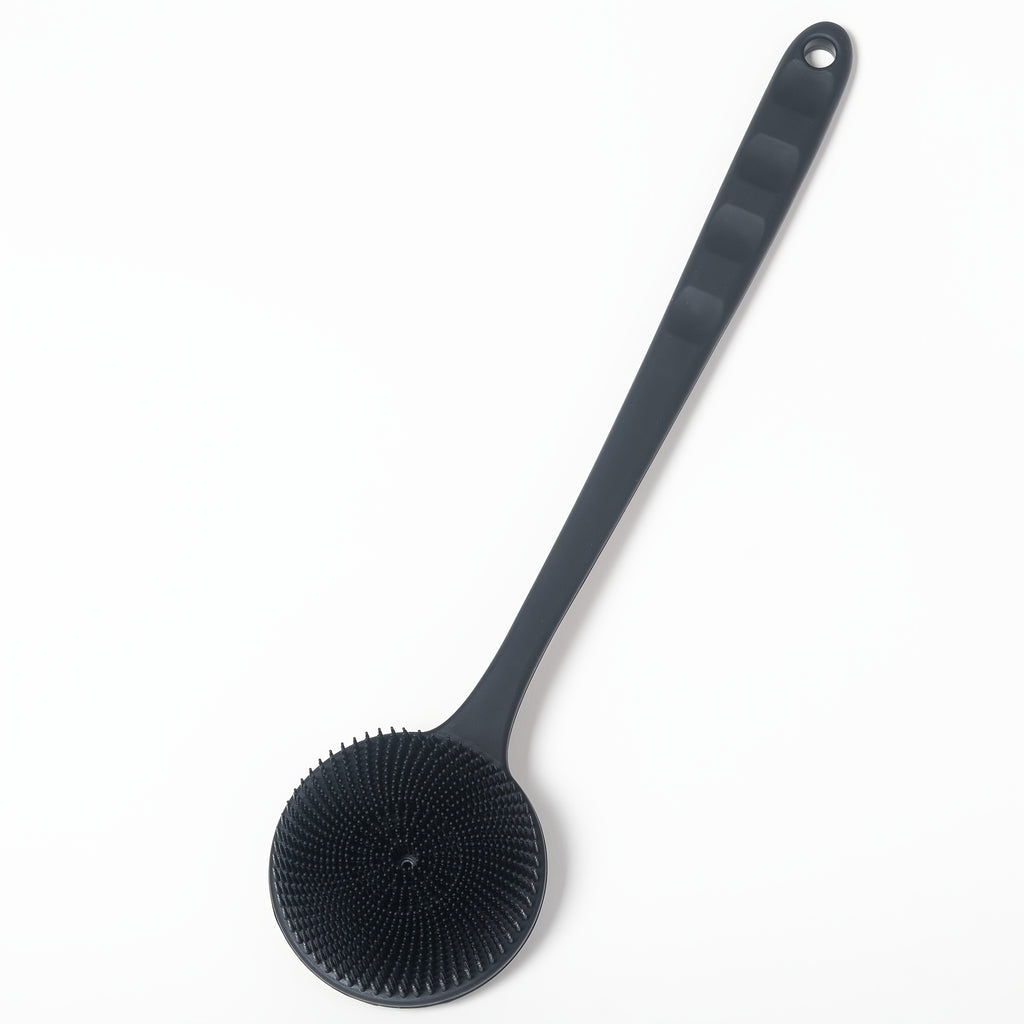 15" Extra-Long Back Scrubber - Dual-Sided Exfoliating Brush & Scrubber, Non-Slip Grip for Back, Arms, Legs, Facial Use - Travel-Friendly Manual Light Beige Care Tool for, Blackheads, Dead Light Beige Removal - Bathroom Essential