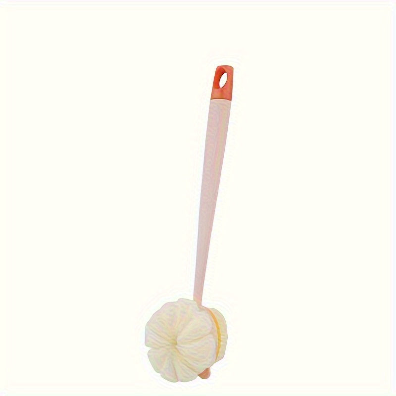 Long-Handled Double-Sided Bath Brush- Non-Electric Exfoliating Massage Back Scrubber and Loofah Sponge- Suitable for Men and Women Light Beige Cleaning and Exfoliating Tool- Essential Bathroom Supplies and Accessories (Suitable for four seasons)