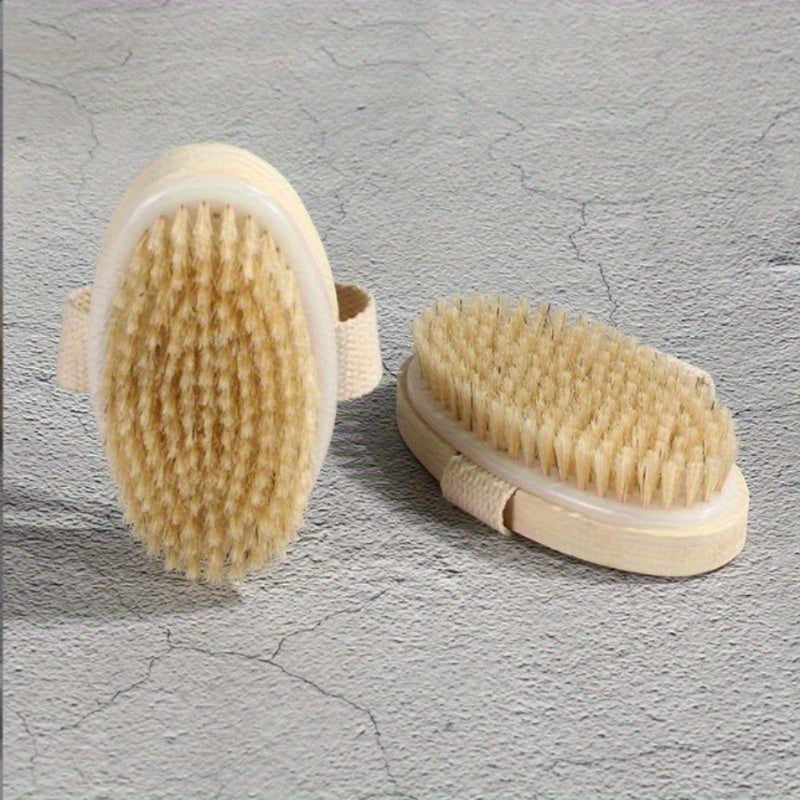 1pc Natural Wood Bath & Body Brush with Detachable Head - Low-Allergy Hypoallergenic Exfoliating Massager, Ergonomic Handle & Hanging Loop for Back, Legs, Arms, Sensitive Light Beige - Shower & Bath Scrub Brush (No Scent, Durable Wood Construction) -
