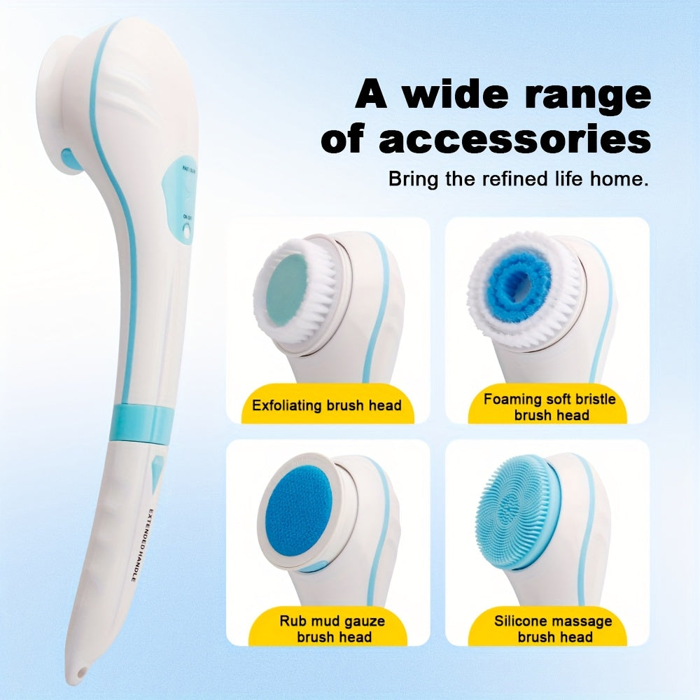 New Electric Bath Brush Home Automatic Back Scrubber Detachable Head Shower Massager, Lightweight and Portable