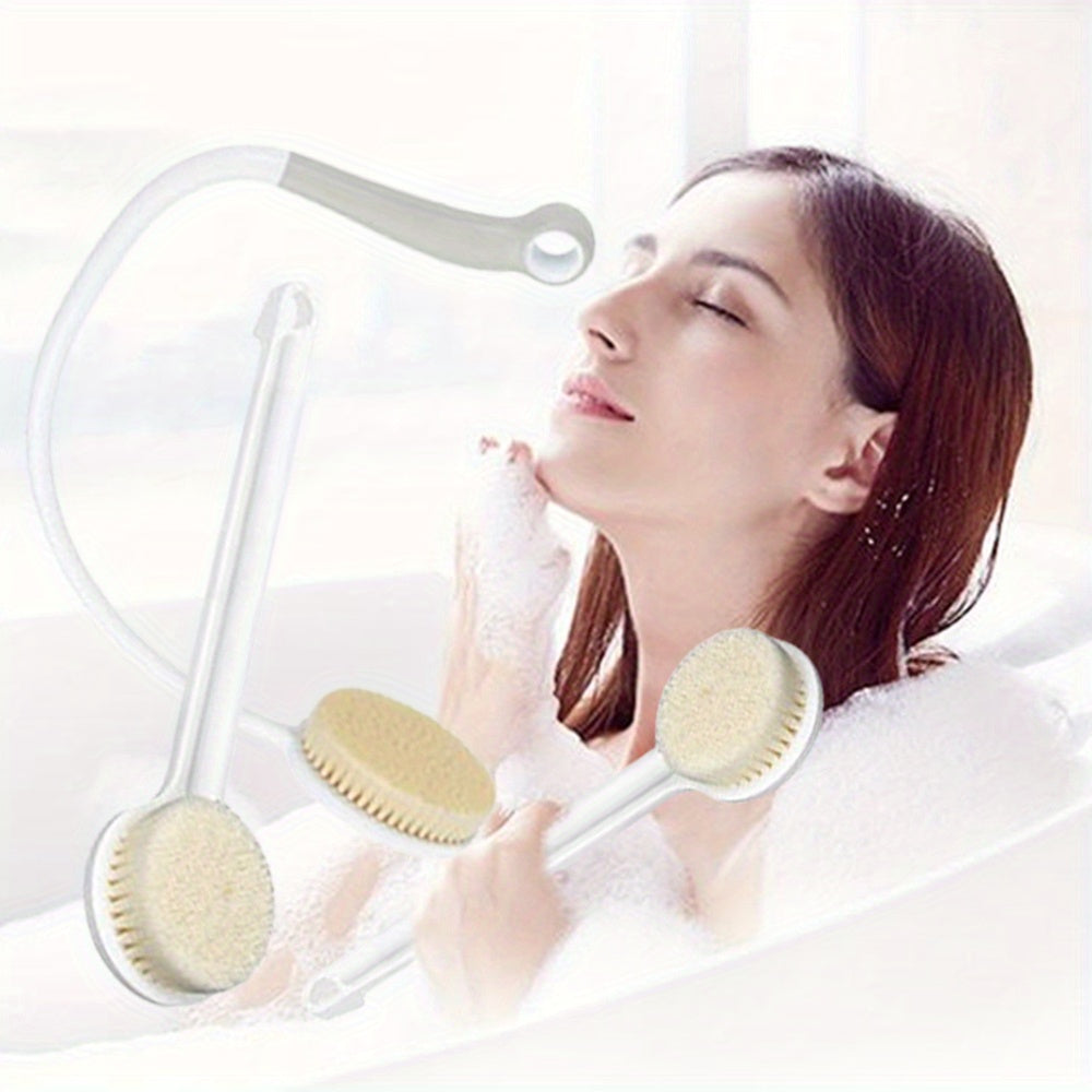 2pcs Shower Long Handle Brush, U-shaped Back Wiper, Back Sanding Brush, Bathroom Tool Accessories, Soft Bristle Shower Brush, Suitable for Use During Showering