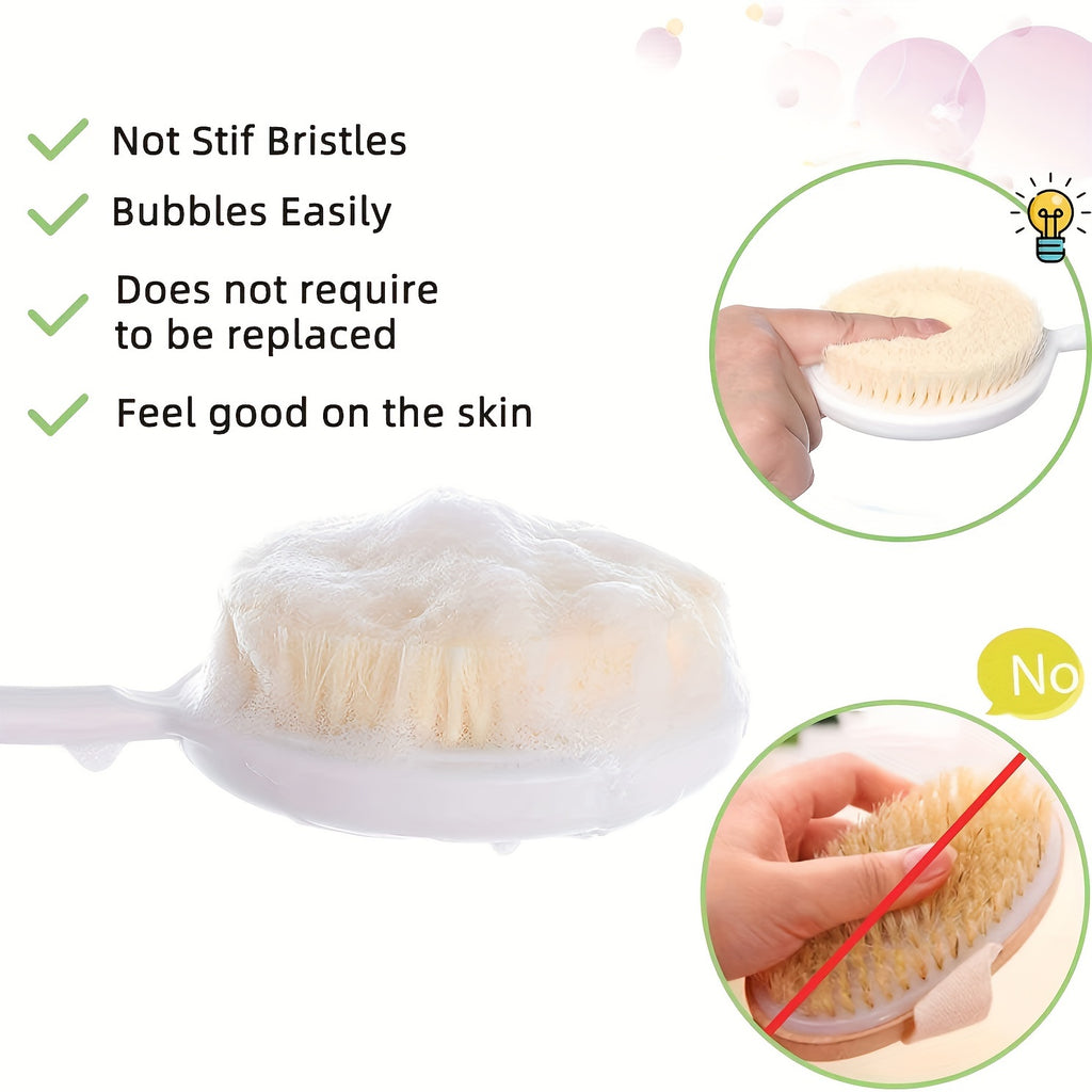 1pc 27.5 Inch Shower Back Scrubber For Men And Women, Curved Long Handle Shower Bath Back Brush, Loofah Bath Brush For Elderly, Disabled, Post-Surgery, People With Limited Mobility