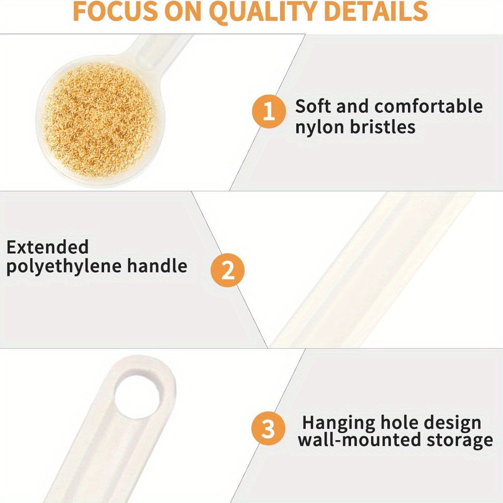 2pcs Shower Long Handle Brush, U-shaped Back Wiper, Back Sanding Brush, Bathroom Tool Accessories, Soft Bristle Shower Brush, Suitable for Use During Showering