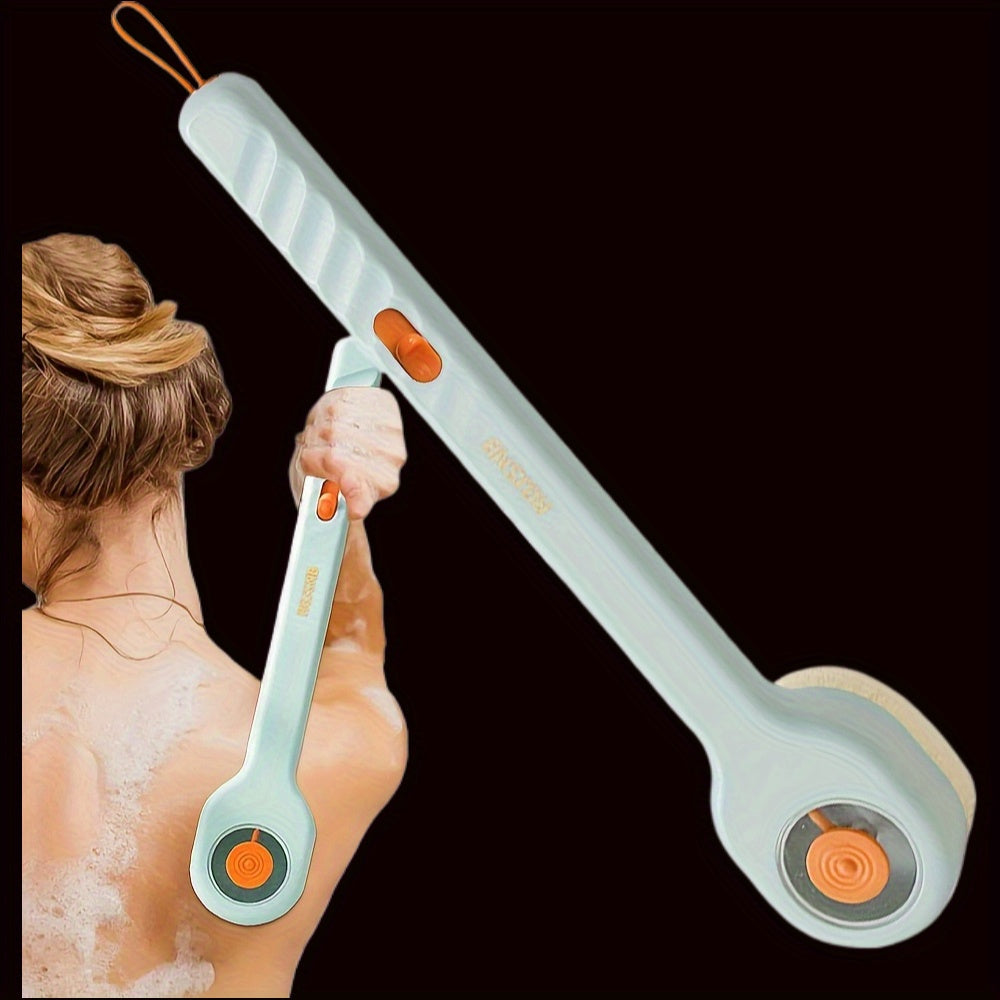 Unisex Long Handle Bath Brush with Soft Bristles & Orange Accents - No Electricity Needed, Ergonomic Design for Back Scrubbing, Shower & Bath - Formaldehyde-Free Personal Care Tool, Shower Scrubber, Sleek Brush Design, Durable Construction