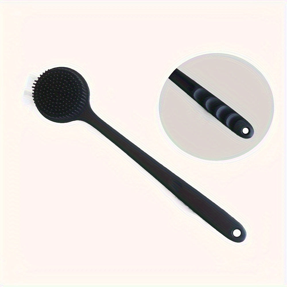1pc Ergonomic Silicone Bath Brush with Soft Bristles & Long Handle - Gentle Back Scrubber for 31pcs Hard-to-Reach Areas, Durable Shower Brush for Exfoliating & Cleansing, No Battery Needed, Back Scrubber for Shower, Personal Care Tool.