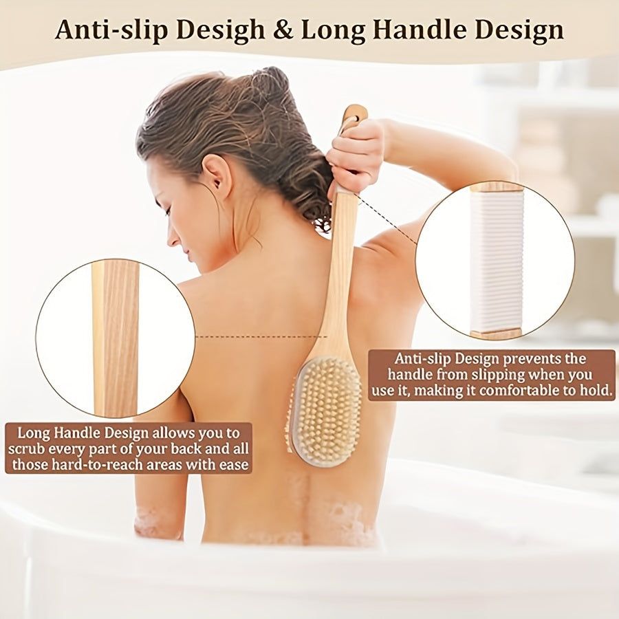 Back Scrubber Body Brush, Wet and Dry Use Body Brushes for Shower, Back Brush Bath Brush Exfoliating Brush with 17in Long Handle