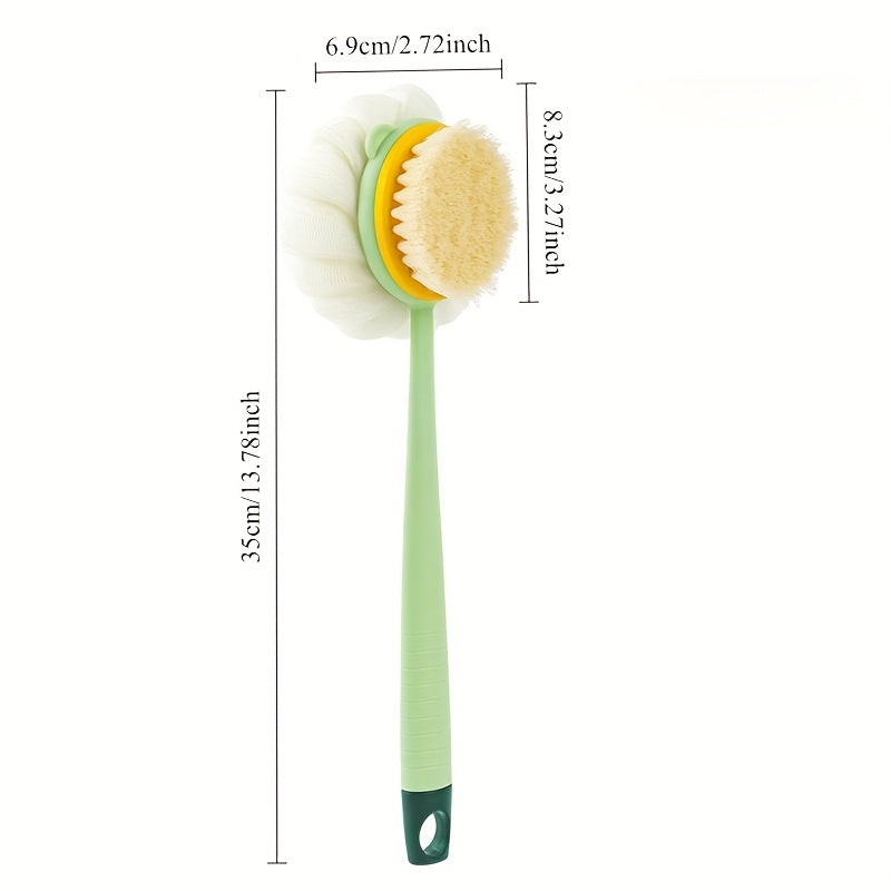 1pc Soft Hair Bath Brush & Back Scrubber - Dual-Sided Exfoliating Shower Brush with Ergonomic Handle, Gentle Light Beige & Hair Scrubber for Bath & Body Exfoliation, Formaldehyde-Free & Hypoallergenic, Handheld Exfoliator, Durable Construction