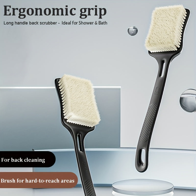 LHM Long Handle Back Scrubber Shower Brush - Exfoliating Bath Brush with Soft Bristles, Improved Skin Health, Anti-Slip Grip for Women/Men/Elderly, Hanging Hole for Storage, Body Scrubber for Hard to Reach Areas