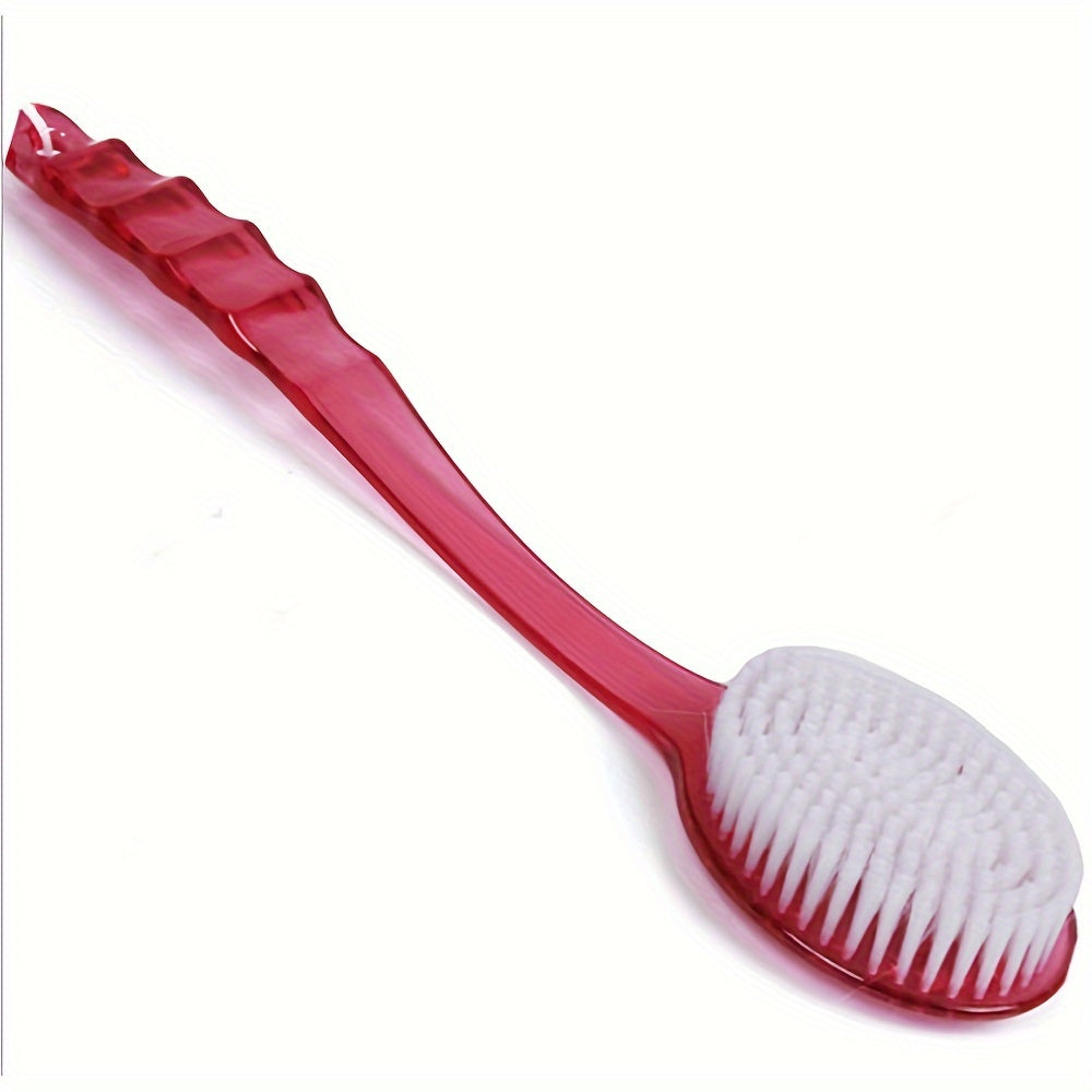 Ergonomic Long Handle Bath Brush with Soft Nylon Bristles - Multi-Application Shower Massage and Body Scrubber, Available in Blue, Green, Red - 14.37in