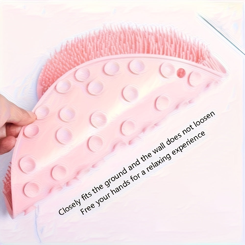 1pc Shower Cleaning Brush with Suction Cup Mount - Heavy-Duty Bath & Body Scrubber, Back Exfoliator, Shower Head Attachment for Whole Body - Non-Slip Base, Easy to Clean, Black/Gray/White - Ideal for Adults & Family Bathrooms - Unscented, Durable with