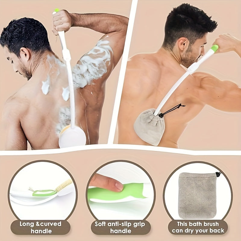 Foldable Soft Nylon Body Brush with Telescopic Long Handle - 23.5 Inch, Easy-to-Use Bathing Accessory for Men, Women, and Seniors, No Batteries Required, Includes Back Scrubber and Exfoliating Brush, Exfoliation | Ergonomic Design | Durable Construction,