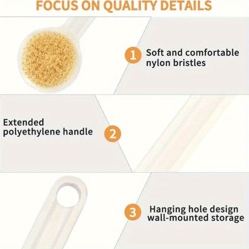 2pcs Back Shower Brush Set, Including 1 Long Handle U-Shaped Brush, 1 Straight Handle Brush, Ergonomic Anti Slip Handle, Suitable for Daily Home Bathing