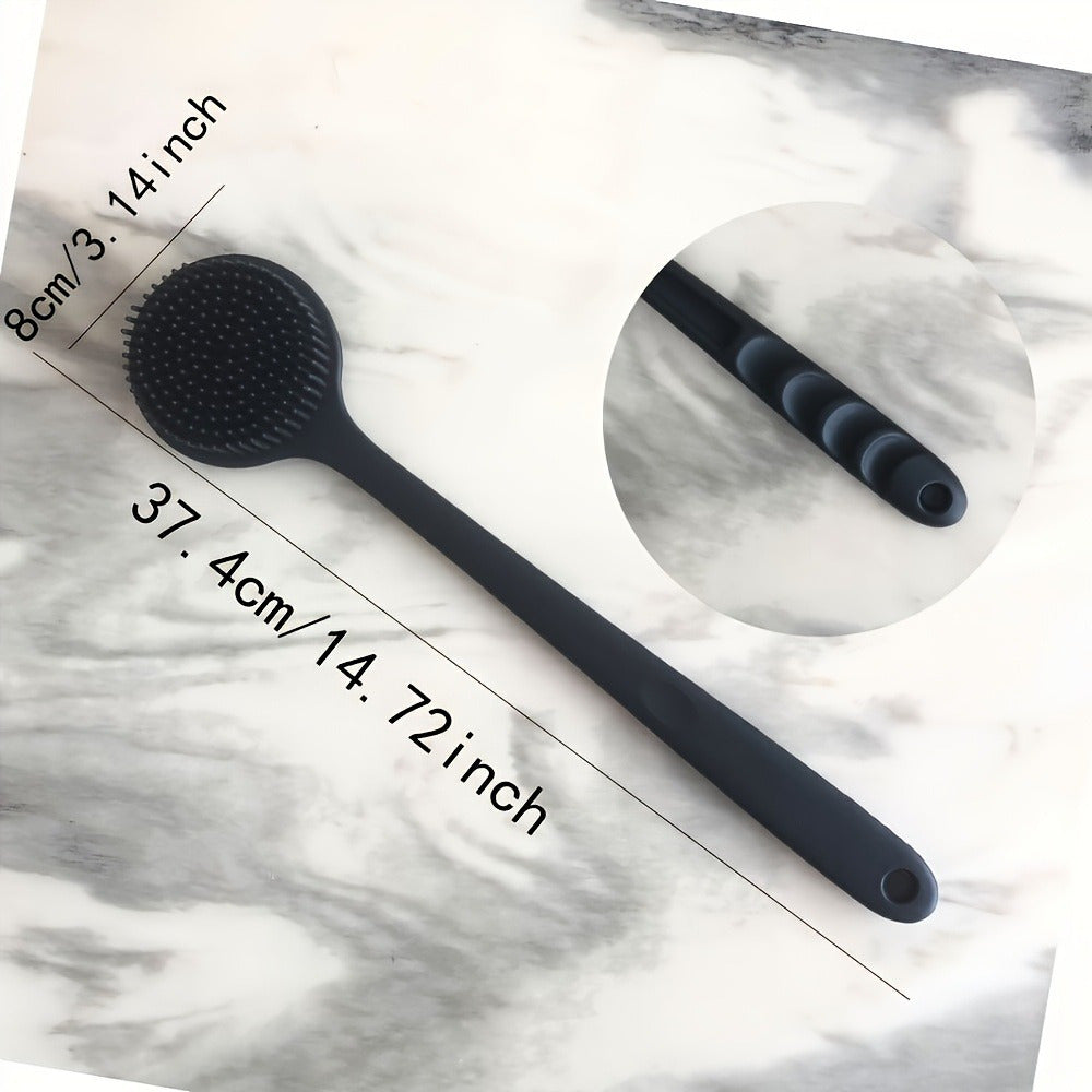1pc Ergonomic Silicone Bath Brush with Soft Bristles & Long Handle - Gentle Back Scrubber for 31pcs Hard-to-Reach Areas, Durable Shower Brush for Exfoliating & Cleansing, No Battery Needed, Back Scrubber for Shower, Personal Care Tool.