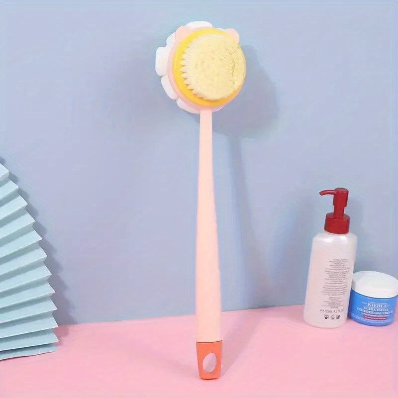 1pc Soft Hair Bath Brush & Back Scrubber - Dual-Sided Exfoliating Shower Brush with Ergonomic Handle, Gentle Light Beige & Hair Scrubber for Bath & Body Exfoliation, Formaldehyde-Free & Hypoallergenic, Handheld Exfoliator, Durable Construction
